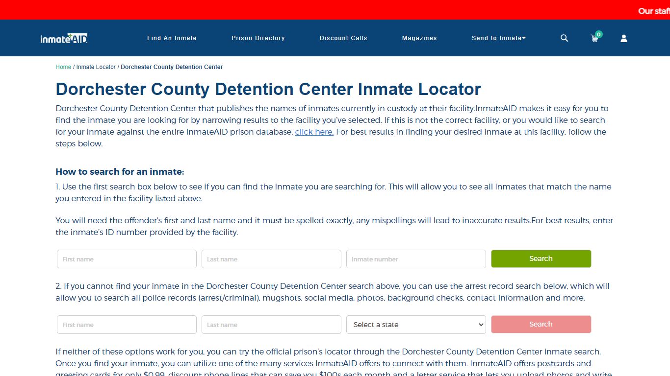 Dorchester County Detention Center Inmate Locator